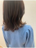 髪質改善トリートメント_マロンベージュ Aラインボブ かきあげ