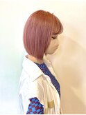 前下がりミニボブ☆ペールピンク