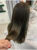 縮毛矯正ロング♪コスメストレート髪質改善オリーブグレージュ