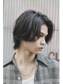 メンズミディアムパーマボブウルフカット緩めスパイラルパーマ
