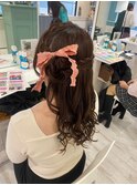サイドお団子ハーフアップ