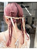 【お呼ばれヘア】個性派ツイン×リボン
