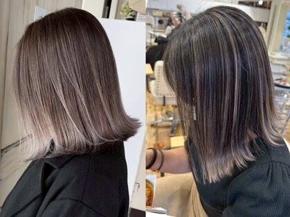 riah 京都河原町 白髪ぼかしハイライト/白髪染め/縮毛矯正/ショートボブの写真