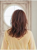 大人切りっぱなし鎖骨ミディ★無造作パーマ、ランダムパーマ