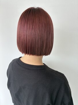 ヘアデザイン アンジェロ(Hair Design Angelo) ベリーピンク/切りっぱなしボブ/20代/30代/40代