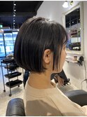 透けるダークブルージュで美髪に★コンパクトミニボブ