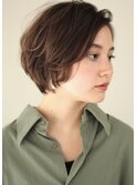 前髪長め 手入れ簡単 ニュアンス パーマ ショートボブ