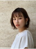 外ハネ小顔ボブ×シースルーバング