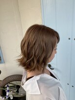 ニコ ヘアリラクゼーション(Nico hair relaxation)&nbsp;ニュアンスウェーブショート大人ミルクティーベージュボブパーマ