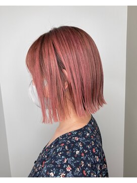 ナンバー(number+) 20代30代40代シアーピンク透明感くびれボブ外ハネ乾かすだけ