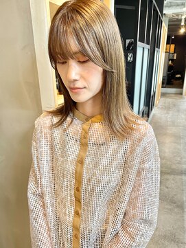 フレーム なんば店(FRAME) ●ミルクティーベージュ×顔周りが可愛い外ハネミディアム