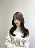 前髪あり韓国美髪エアリーロングピンクブラウン切りっぱなしボブ