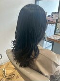 黒髪暗髪セミロングウェーブ巻き髪質改善トリートメント