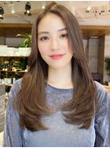 ロングヘア30代40代ストレートレイヤー前髪なし前髪あり表参道