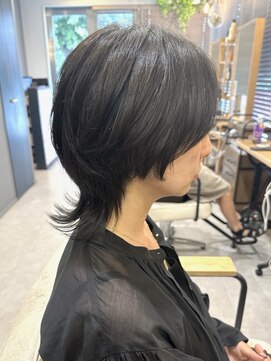 グラッシー センター北店(GLASSI) 伸ばしかけにも◎小顔ウルフボブ★アッシュグレー★ダークトーン
