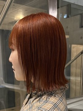 ヲタク(wotaku.) オレンジブラウンブリーチカラーケアブリーチ切りっぱなしボブ