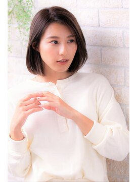 ソア 武蔵小杉(SOAR) かきあげマロンベージュストカールくびれヘア黒髪Ａラインボブ