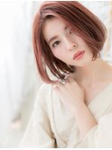 ★外国人風ショコラピンク前下がりワンレンボブ20代30代40代★8