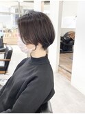 大人可愛い20代30代40代黒髪前下がりショートボブ丸みショート◎