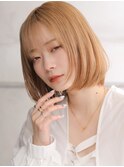 大人可愛い小顔美髪ツヤ髪ナチュラルボブ薄めバングA1