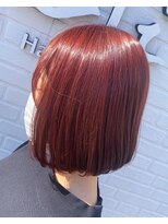 ワッカ(wacca)&nbsp;ミディアム　ボブ　レッド　オレンジ