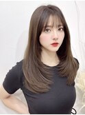 Aライン内巻きレイヤー×ヘーゼルオリーブ