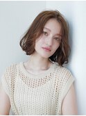 大人かわいい前髪セシルカットココアブラウンフリンジウェーブ