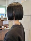 天神大名ミディアムボブショートボブ切りっぱなしボブ