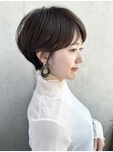 オリーブベージュショート秋色耳かけマッシュウルフじゃない銀座
