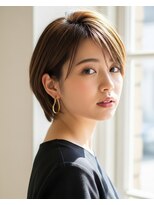 ラディシュ さがみ野(RADISH) "透明感夏レイヤーカットショートボブ軽やかオレンジベージュ "