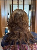 明るめカラー×バタフライレイヤーカット