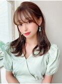 20代30代40代大人可愛いミディアムヘア 流し前髪 耳掛け 小顔