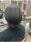 バリアージュグレージュ/透明感/ くびれミディ/暗髪