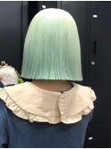 4334ニュアンスカラーエメラルドグリーンネオンカラーボブ