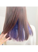 つやミディアム×ブルーバイオレットインナーカラー