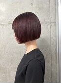 ワインレッドカラー ボブ