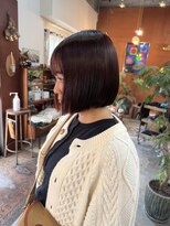 チャプター 問屋町(chapter) ブリーチなしカシスチェリーレッドカラーミニボブカット韓国ヘア