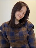 顔周りレイヤーカットブラウンカラーくびれレイヤーカット