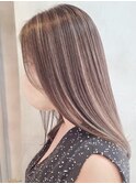 調布白髪ぼかしハイライトミディアムボブアッシュベージュカラー