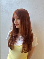アース 金山店(HAIR&MAKE EARTH)&nbsp;オレンジブラウン×韓国風ロングレイヤー