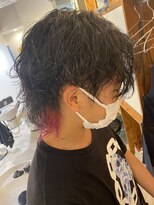 アメラボ(AmeLab) 【イメチェン】ツイスパウルフ×インナーカラー×ブルーブラック