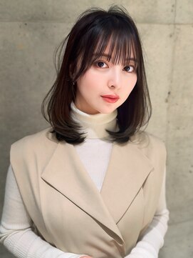 ロンドメリア 天神大名店(Lond Melia) ★小顔に見せるヘアワンレンレイヤー黒髪カタログネビージュ艶髪