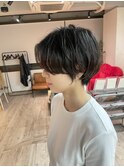 大人ショートボブ丸みショートカットマッシュショート前髪あり