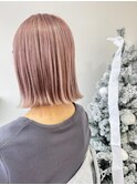 ピンクラベンダーの透明感ボブ