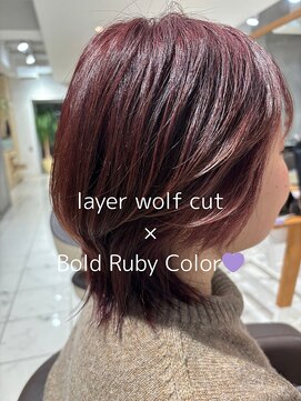 アース 武蔵境店(HAIR & MAKE EARTH) ウルフカットに艶を。ボルドールビーカラーで上品な立体感