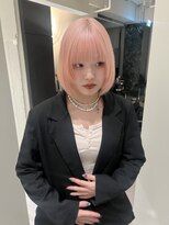 アドネ プライム(adne prime)&nbsp;ミディアムレイヤー/切りっぱなしボブ/コーラルピンク/