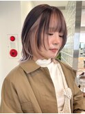ホワイトピンクインナーのボブレイヤー