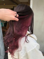 大人可愛いインナーカラー☆艶髪デザインカラー