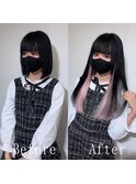 地雷ピンク#シールエクステ#セクションカラー#ベビーピンク#天神