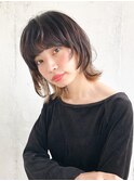 インナーオレンジカラー ウルフカットスタイル